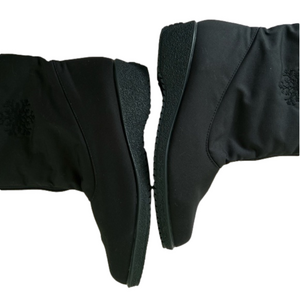 Toe Warmers Black Wedge Snow Boots Size 10 Vintage Mid Calf Winter Weather Shoes